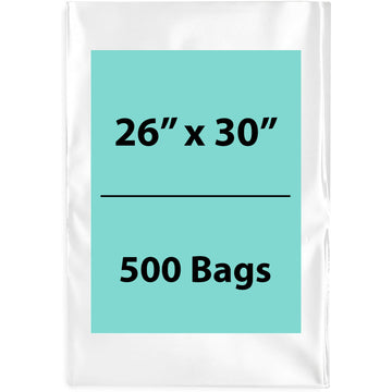 26X30 inches Clear Flat Poly Bags 1.5Mil Open Top (LDPE)
